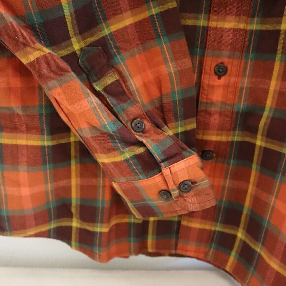 Carhartt TW4451 Mens Sz 2XL Orange Plaid Loose Fit Heavyweight L/S Flannel Shirt - Picture 4 of 6